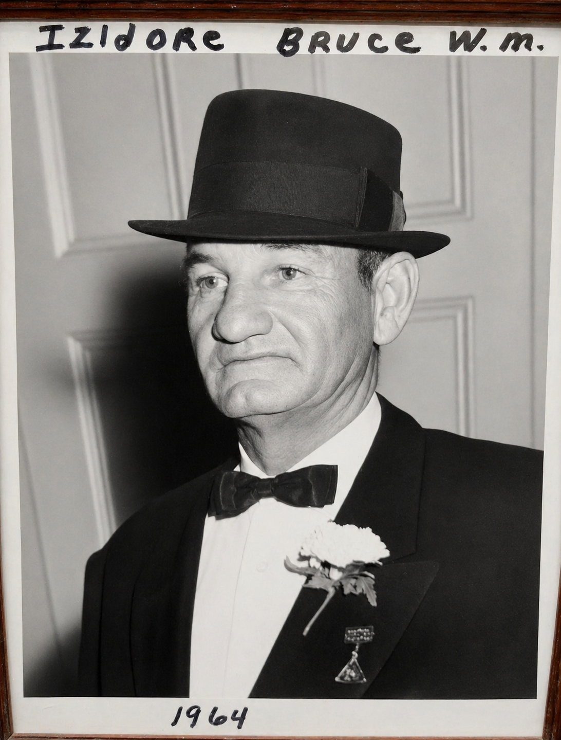 Izidore Bruce, Worshipful Master — portrait photograph, 1964