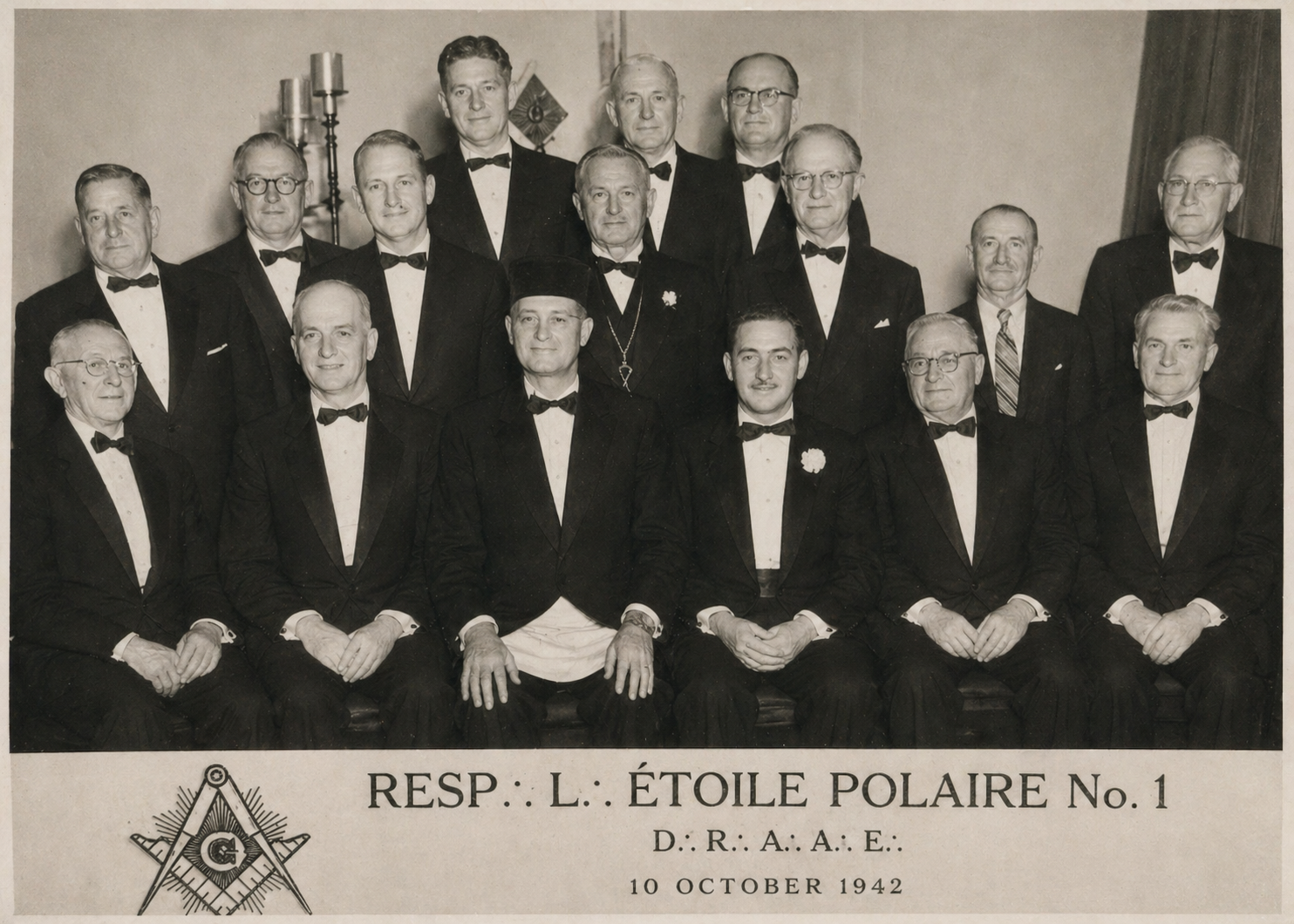 Resp. L. Étoile Polaire No.1 D.R.A.A.E. formal group portrait, 10 October 1942